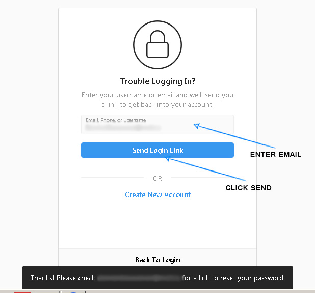 instagram not receiving password reset email